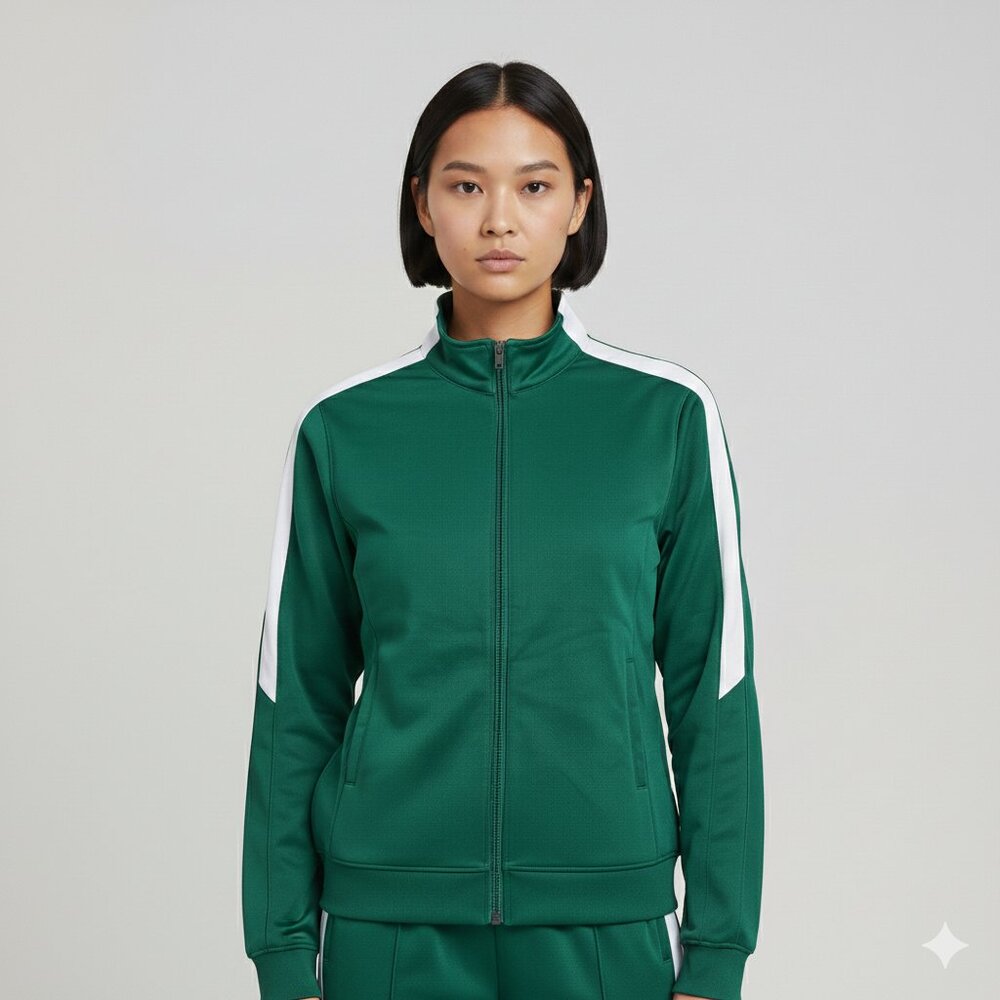 Augusta Sportswear Green & White Full-Zip Track Jacket Size Ladies Medium